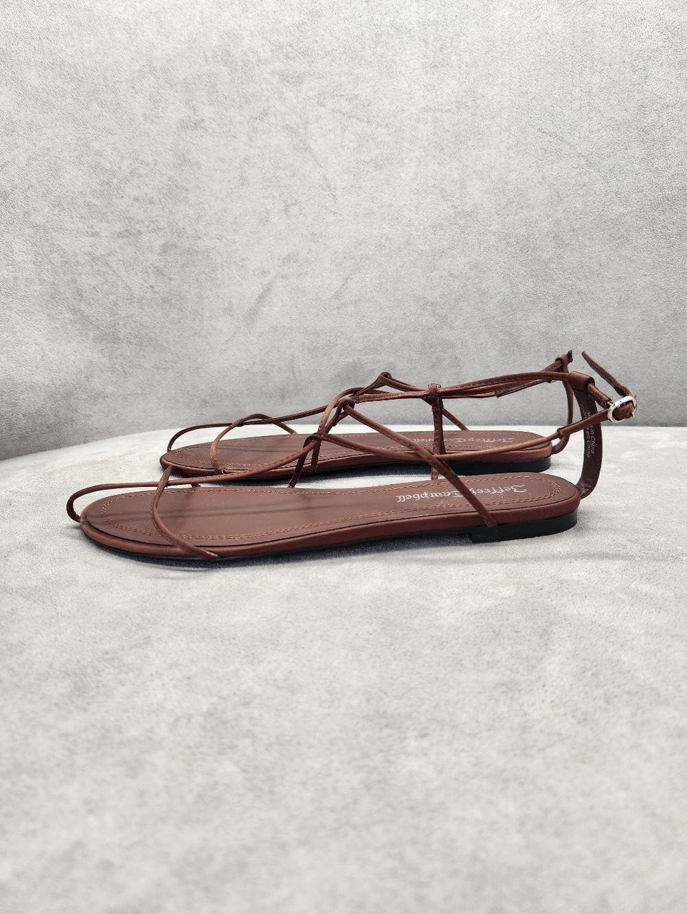 Jeffrey Campbell Sandals 8 Chocolate Brown Satin Trawl Strappy Dainty New $135 - Picture 2 of 12
